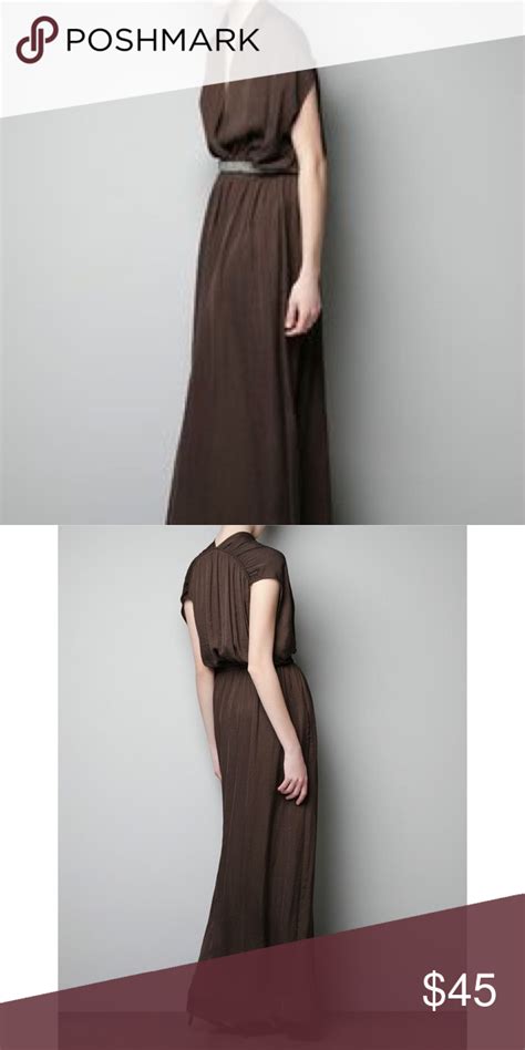 brown maxi dress zara